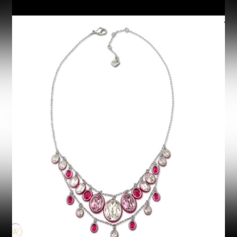 Swarovski Crystal Necklace Set Laser Pink Enamel 17.5" NWT